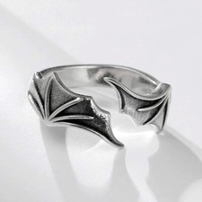 Vintage Demon Wing 925 Sterling Silver Adjustable Ring Womens Jewellery Gift UK