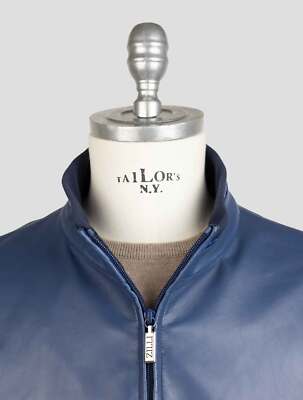 ニコライ NEW ZILLI BLUE LEATHER LEATHER CROCODILE COAT US 40 - EU 50 ZCZ1