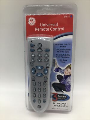 GE Universal Remote Control 3-Device TV DVD/VCR CBL/SAT (24921) Brand New