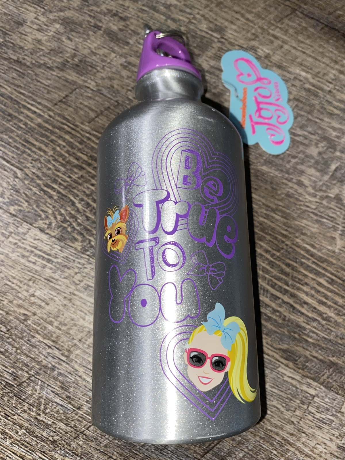 Jojo Siwa silver shimmer metal subscription box water bottle