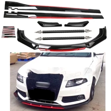 For Audi A3 A4 A5 Front Bumper Lip Spoiler Splitter Side Skir Glossy Black