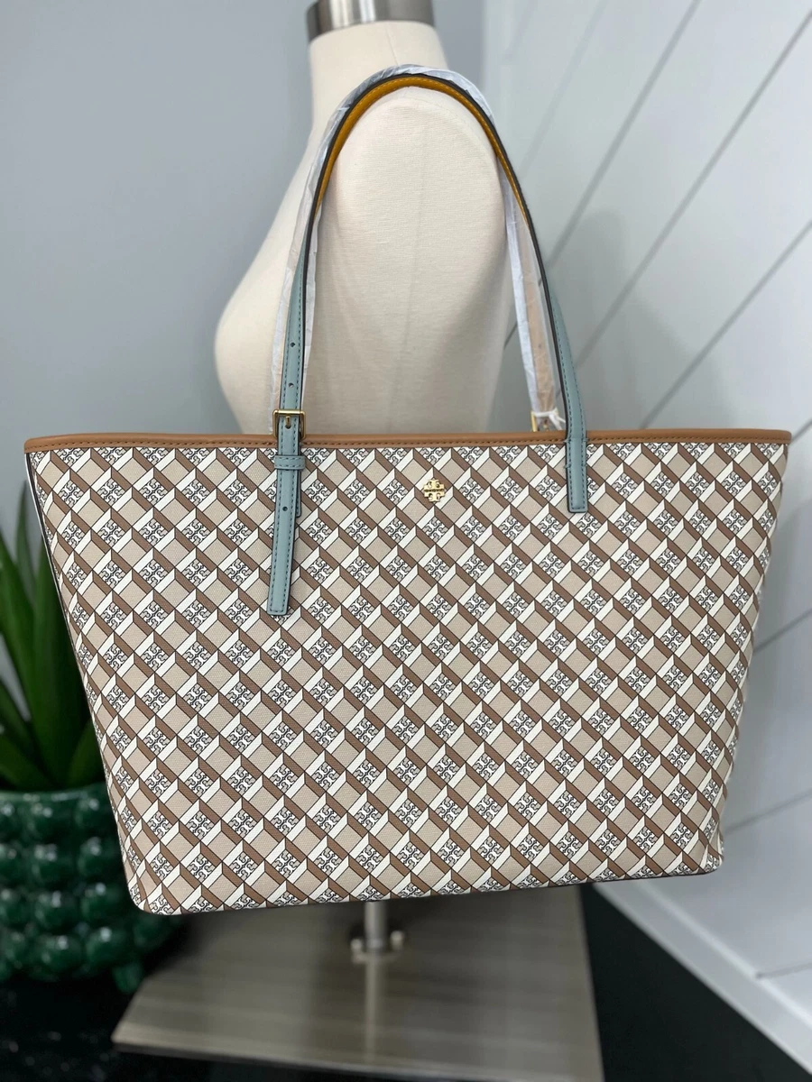 Tory Burch Geo Logo Colorblock Tote in Hazelnut Geo Logo 