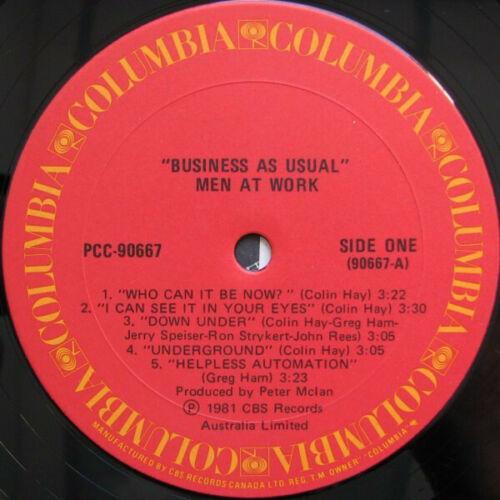 Men At Work Business As Usual Yellow Cover 1982 Vinyl LP Superfast Shipping! - Foto 3 di 4