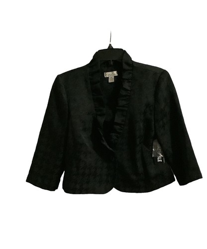 Kim Rogers Sz L “True Black” Open Front Textured Swing Jacket NWT