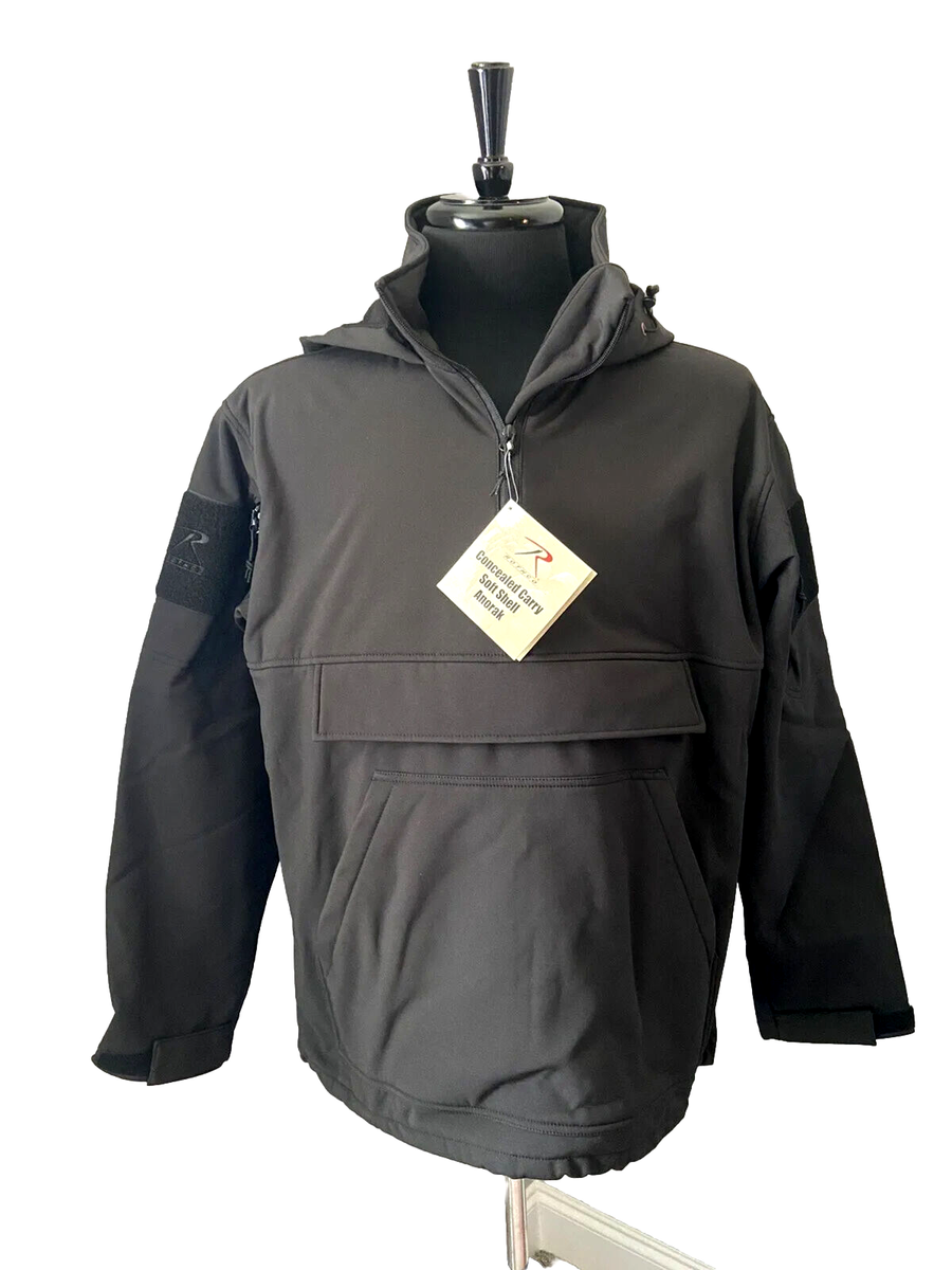 Rothco Men's Concealed Carry Soft Shell Jacket Anorak Black Rothco Men's Concealed Carry Soft Shell Jacket Anorak Black