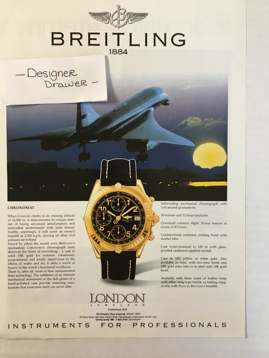 Breitling Chronomat Gold Black Watches Print Ad Concord Airplane Plane Scene