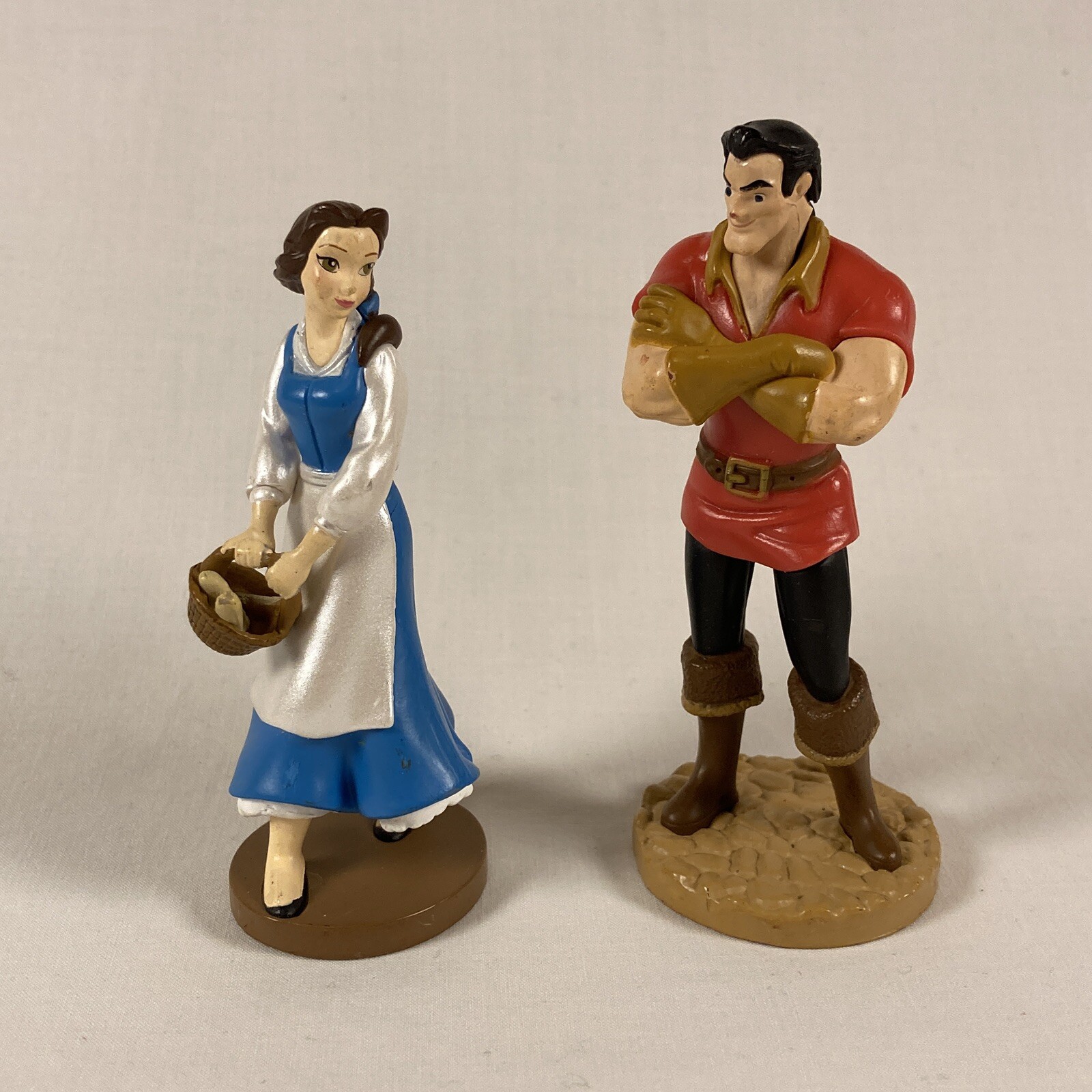Disney Beauty and the Beast Lot of 2 Figures Belle Gaston Cake Toppers