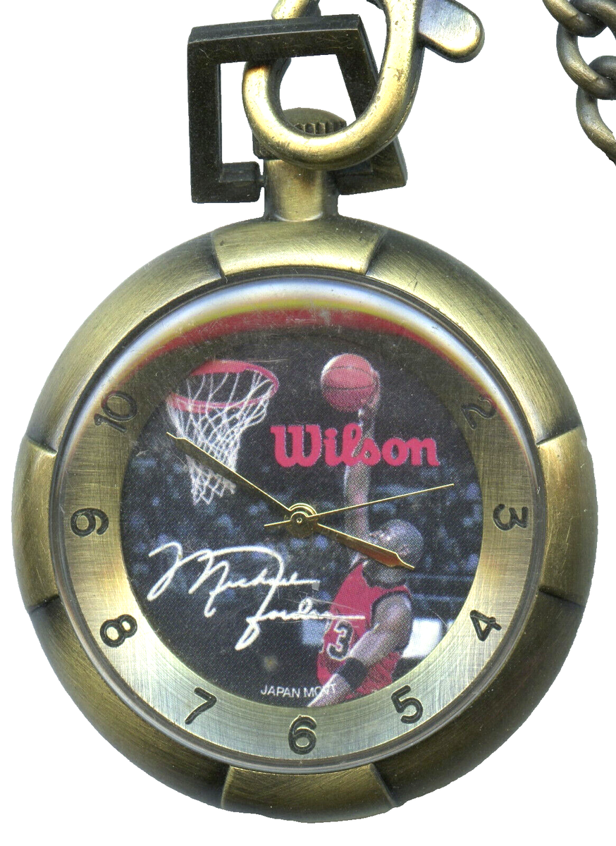 Michael Jordan Chicago Bulls Pocket Watch w/ Chain Wilson