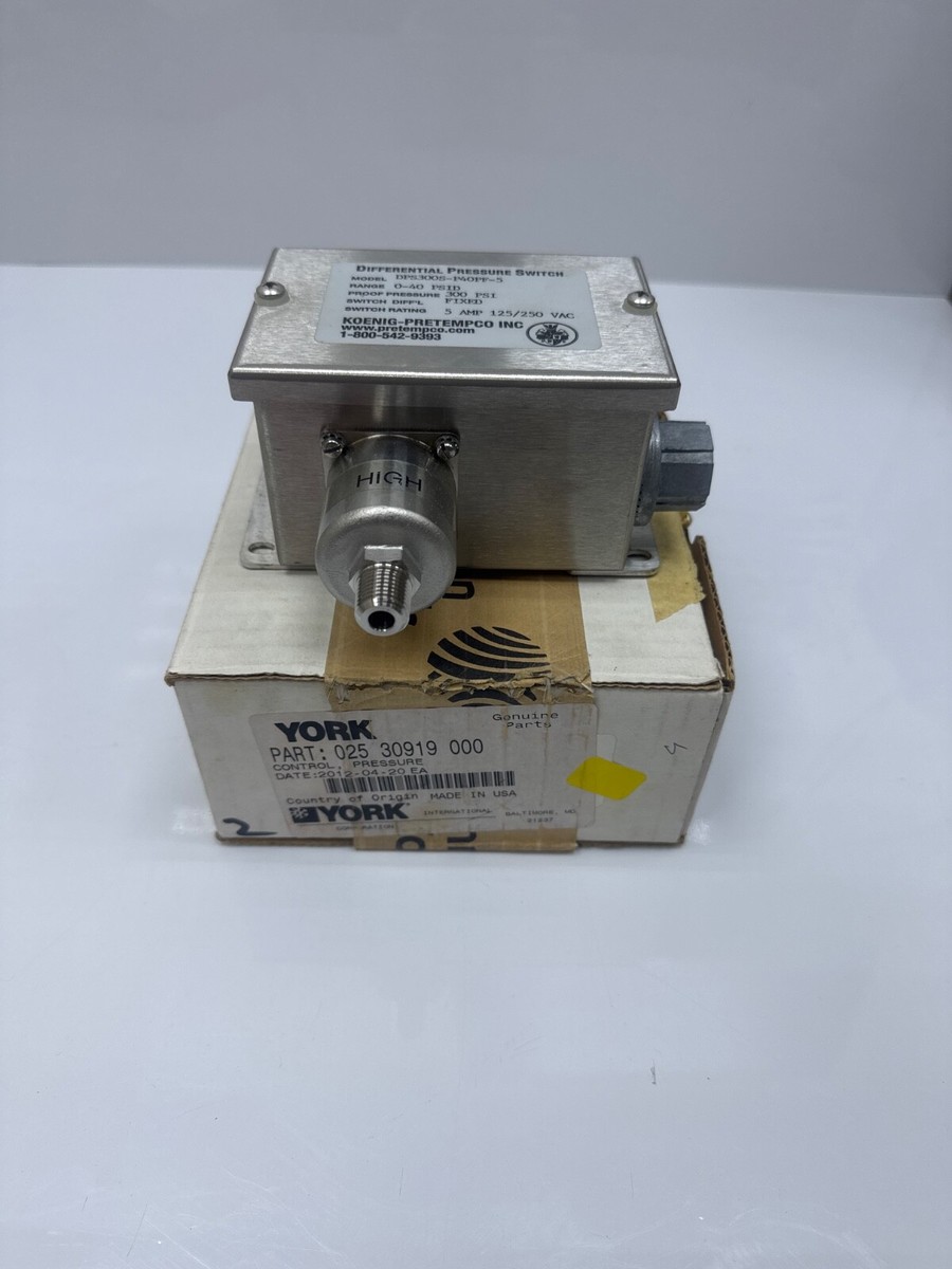 York 025-30919-000 Koenig-Pretempco DPS300S-P40PF Pressure Switch