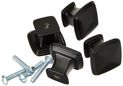 25 Pack 1.25in Traditional Square Cabinet Knob,Kitchen Cabinet Knobs Flat Black