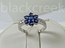 Sapphire  White CZ Sterling Silver  Ring Sz 5/6.5/7/7.5/8/9/10/10.5/11