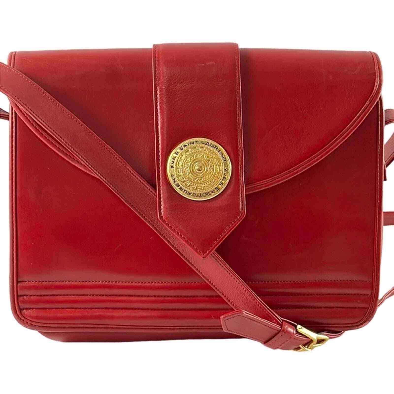 Yves Saint Laurent Borsa a tracolla in pelle rossa