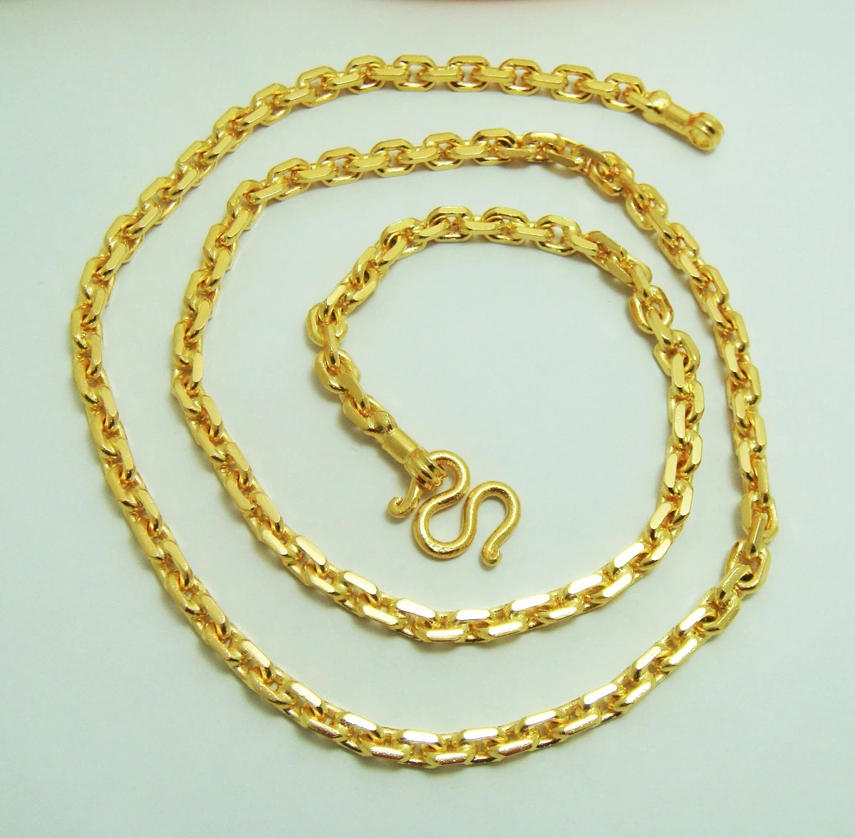 4 mm Chain 22K 23K 24K Thai Baht Gold Filled Yellow GP Necklace 25
