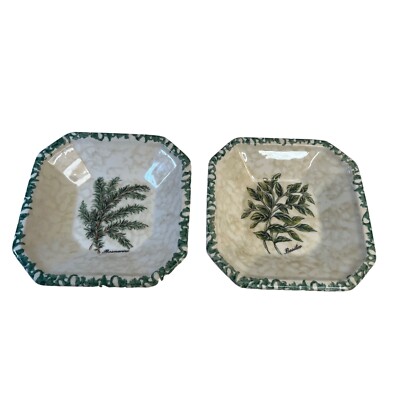 Ceramica Due Torri Basil & Rosemary Design Bowls Set of 2