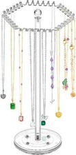Acrylic Necklace Organizer Rotating Holder Hanger Clear Jewelry Display Stand