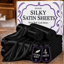 Satin Bed Sheets - 4 Piece Luxury Silky Queen Size Bedding Set - Softer Than ...