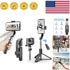 1-Axis Gimbal Stabilizer with Retractable Selfie Stick  Tripod for Smartphones