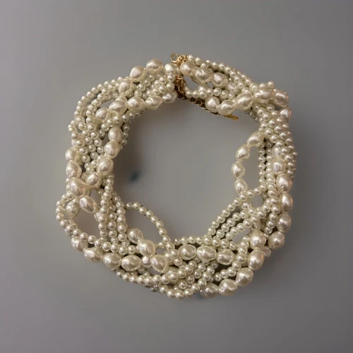 VETEMENTS Collana donna dichiarazione a strati di perle 20 pollici