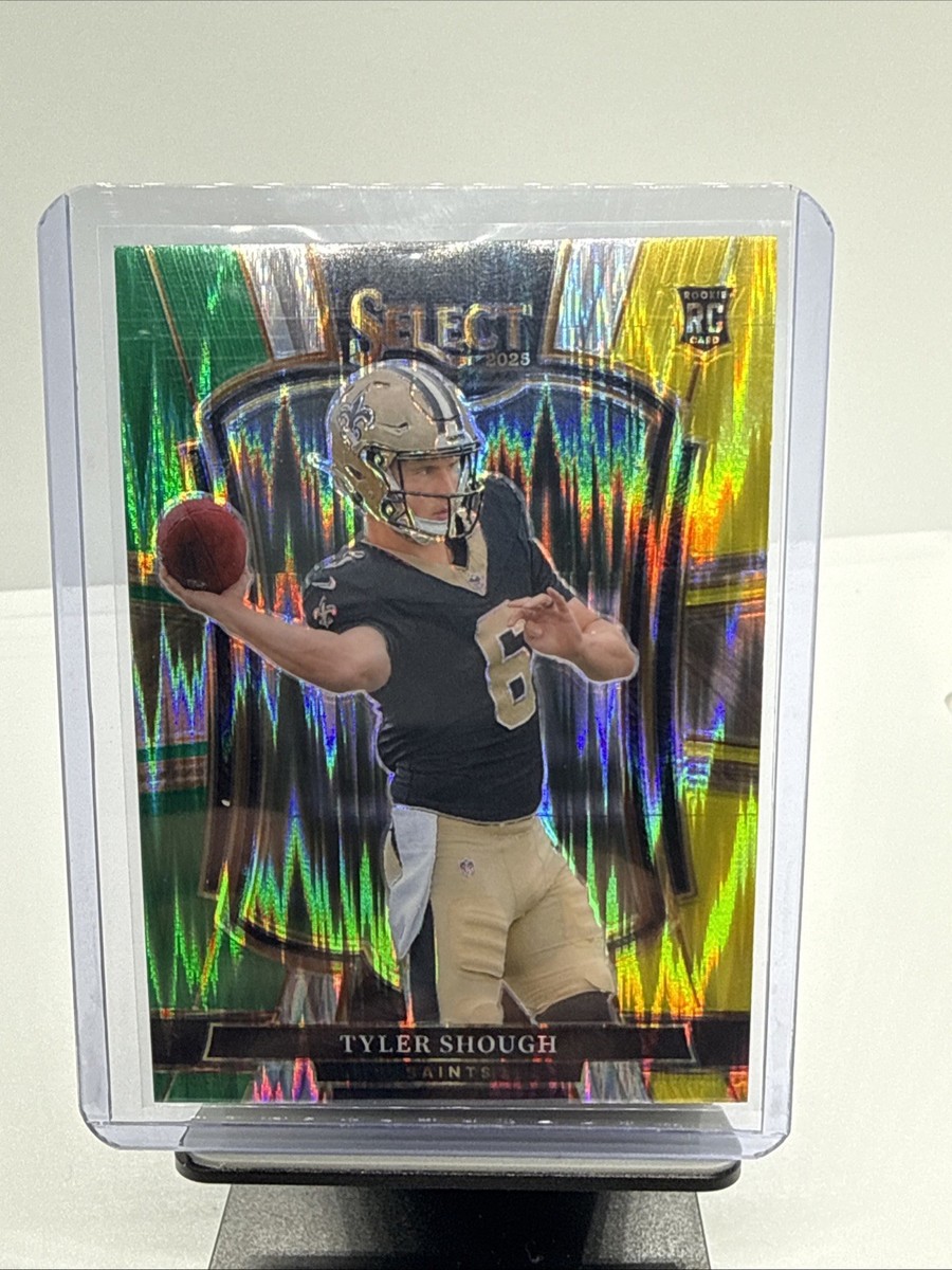 Tyler Shough 2025 Panini Select RC Green & Yellow Shock Prizm
