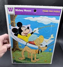 Vintage Whitman 4510-2C Disney Mickey Mouse Hammock Pluto Tray Puzzle BB32 Mint