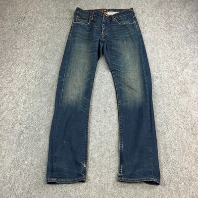 Lee Herren Jeans Slim Tapered 29 32 Dark Wash Blau Schnurrhaare Waben Atemberaubend
