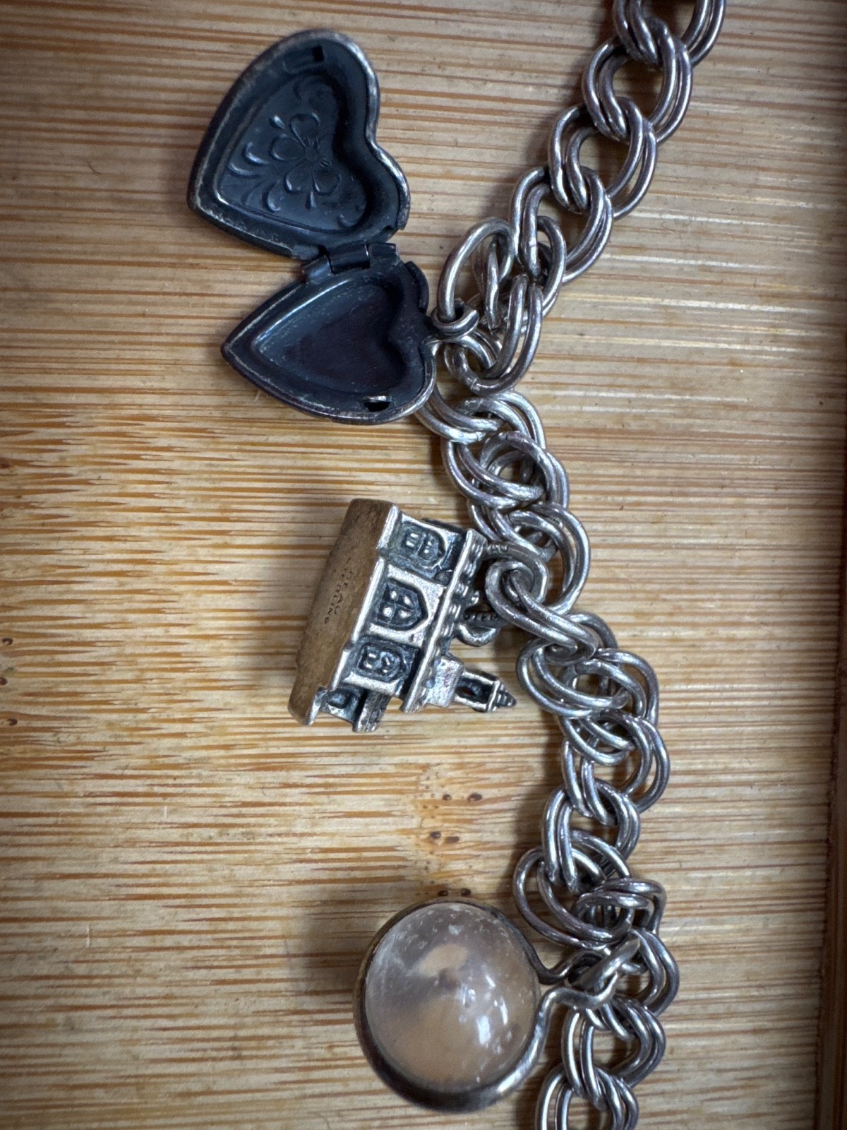 925 Solid Sterling Silver Double Link Charm Brace… - image 3