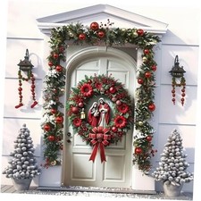 Christmas Door Cover Nativity Scene Christmas Wreath Door Hanging Banner Holy