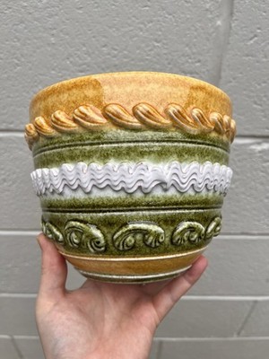 Italienischer grüner Mid Century Übertopf Alvino Bagni Raymor Bitossi Interesse Keramik