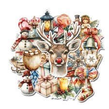 10 Vintage Christmas Stickers Laptops Notebooks Journals Glossy Scrapbooking