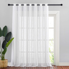 Nicetown Linen Look Long Sheer Curtains - Casual Style White Grommet Top Window