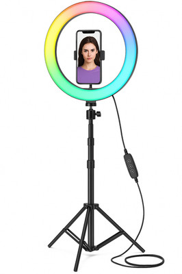 12 Zoll Ring Light 186cm | RGB 48 Modi dimmbar mit Handyhalter & Bluetooth