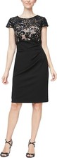 Alex Evenings Dress Midi Fit Flare Shift Embroidered Petite sz 8 P NEW NWT AE7