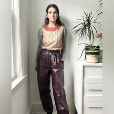 Vintage 100 Leather 80s Dead Stock Purple Pants