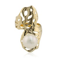 Cavill Damenring 925 Sterling Silber SüßWasserperle 10Mm Vergoldet