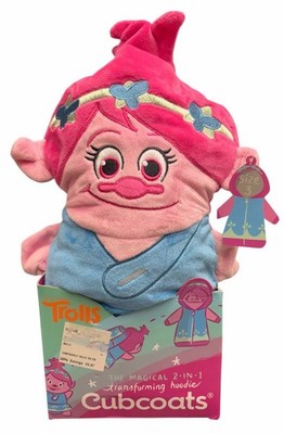 TROLLS Cubcoats 2 In 1 POPPY Plush Doll Turns Into Zip Up Hoodie Jacket Size 3
