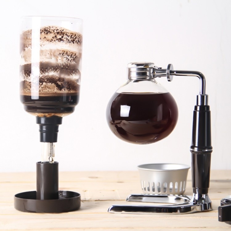 Pro Bar Japanese Siphon Coffee Maker Vacuum Brewer - Rose Gold Chrome Stand