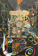 RAPHAEL ABECASSIS "CHAI" ORIGINAL MIXED MEDIA ON PANEL HAND SIGNED COA