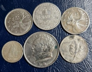 Amtique. World Coin Silver Lot of 6 Older Foreign Coins.