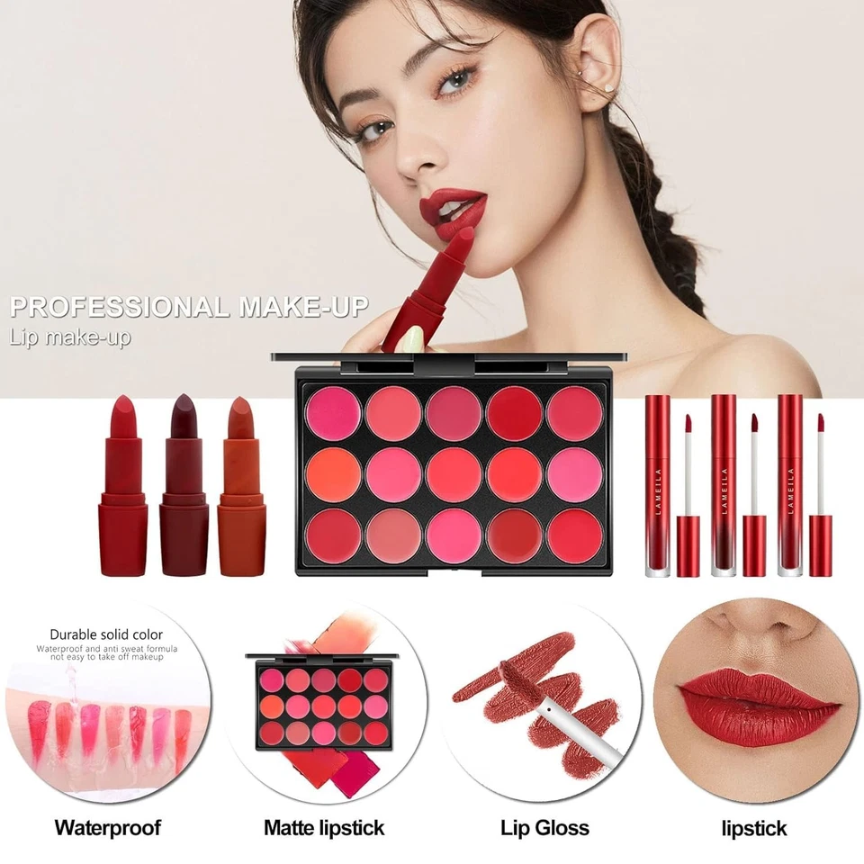 Kit de maquiagem completo MISS ROSE M tudo em um, conjunto multiuso feminino 1  - Imagem 4 de 4