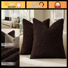 Pack of 2 Faux Fur Throw Pillow Covers 20x20 Inch, Soft Sheepskin Accent Cushion