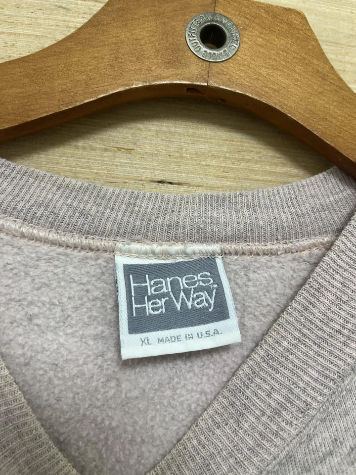 Sudadera Vintage Hanes Her Way Mujer XL Rosa Cuello Redondo Pullover Hecha en EE. UU. 90s Foto 2 de 3
