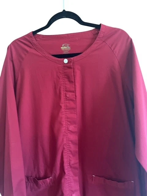 Iguana Med Scrubs Sz XL Tall Rust Red Snap Front Warm Up Jacket image 2