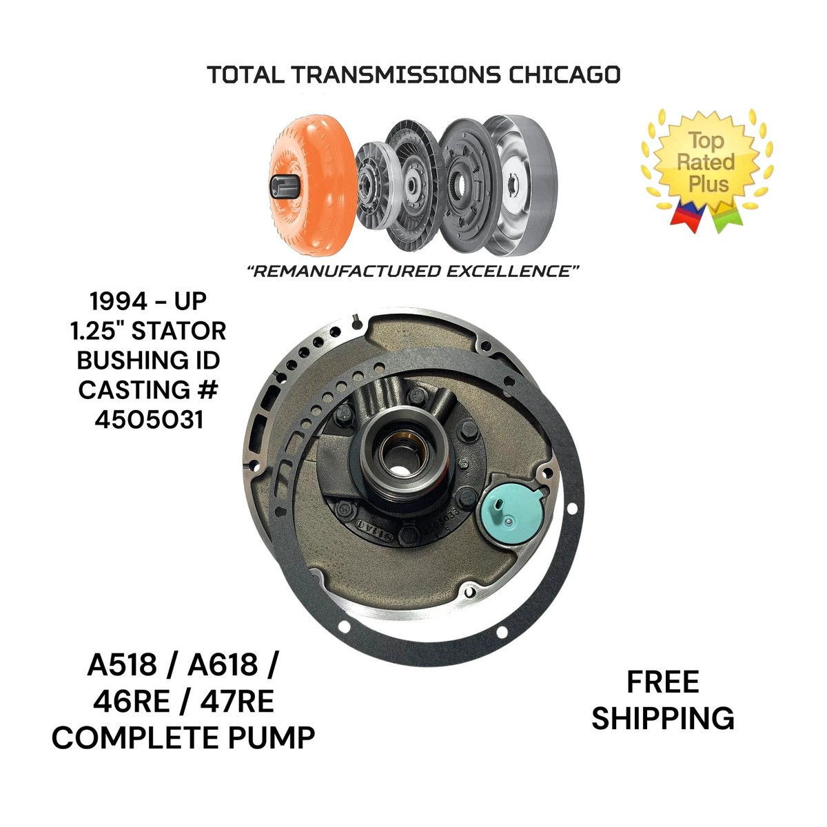 A518 PUMP REBUILT 94-03 46RE 47RE 46RH 47RH A618 FITS DODGE RAM
