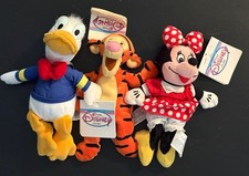 Disney Store Retired Mini Bean Bag Plush Lot - Donald Duck, Tigger & Minnie NEW