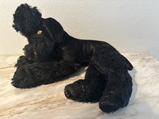 Vintage Steiff Poodle Snobby Black Mohair Collar laying down 14 Inches