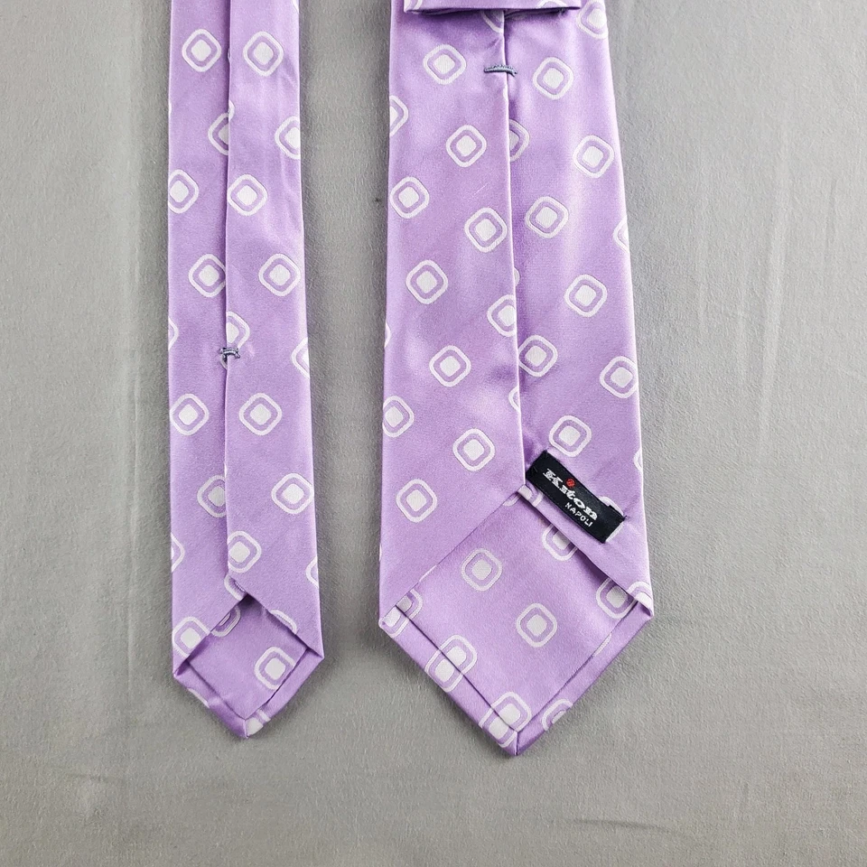 Corbatas Kiton Para Hombres Lavanda Púrpura 58X3.5 Geométricas Seda Italia Clásicas Lujo Foto 3 de 4