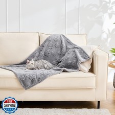 Qeils Jacquard Dog Blankets for Small Dogs, Cozy Calming Blanket for Indoor C