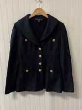 St. John Wool Blend Black Jacket Size 8 Made In USA