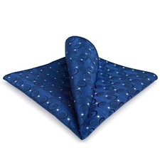 Navy Hanky Dots Mens Silk Pocket Square Blue Large 12.6 Inch Suit Party