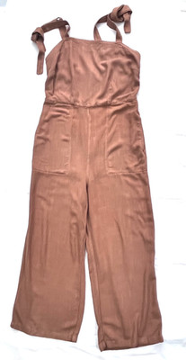 UNIVERSAL THREAD Rust Linen-Blend Bib Jumper Adjustable Straps Small